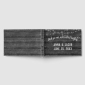 Light String On Gray Dark Wood Wedding Guest Book Gastenboek (Volledig)