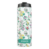 Light  Summer Floral Pattern Personalized Thermosbeker (Voorkant)