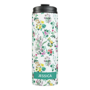 Light  Summer Floral Pattern Personalized Thermosbeker