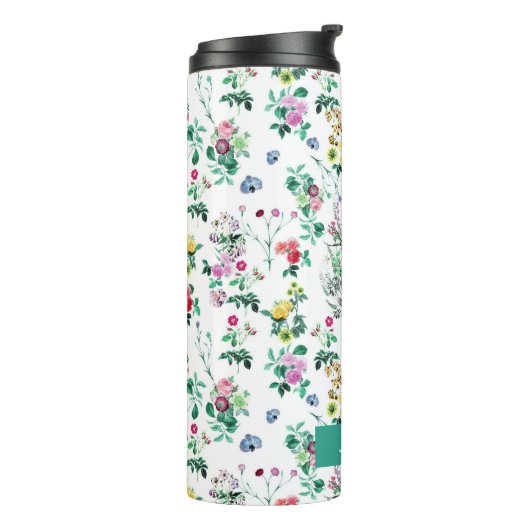Light Summer Floral Pattern Personalized Thermosbeker (Gedraaid links)