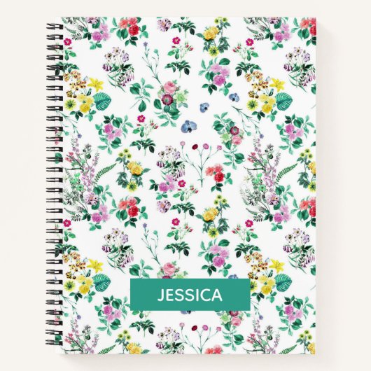 Light  Summer Floral Personalized Notitieboek (Voorkant)