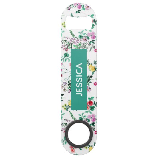 Light  Summer Floral Personalized Speed Flessenopener (Voorkant)