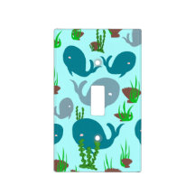 Light Switch Hoesje Turquoise Whale Ocean Theme