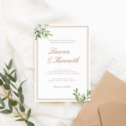 Light Taupe Eucalyptus Wedding QR-code Kaart