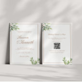 Light Taupe Eucalyptus Wedding QR-code Kaart