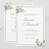 Light Taupe Eucalyptus Wedding QR-code Kaart (Voorkant / Achterkant)