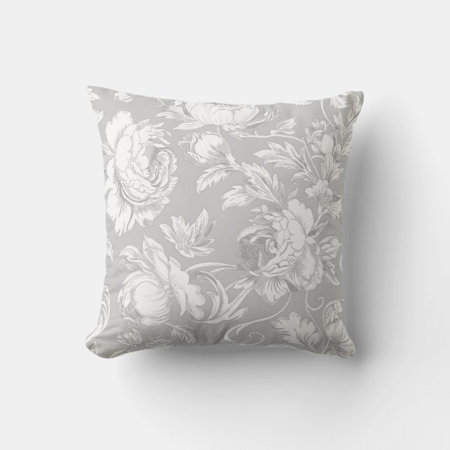 Light Taupe Floral Chinoiserie Kussen (Voorkant)