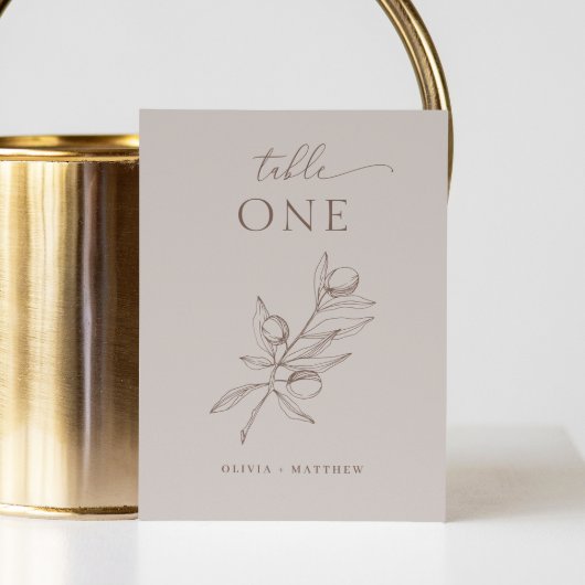 Light Taupe Olive Wedding | Elegante minimalist Kaart