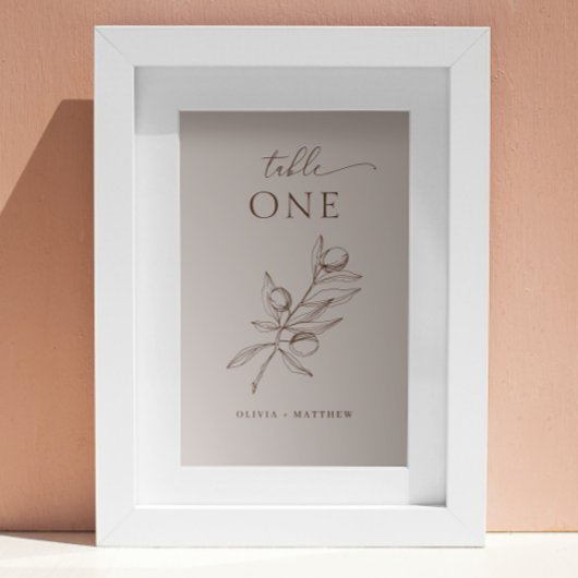 Light Taupe Olive Wedding | Elegante minimalist Kaart
