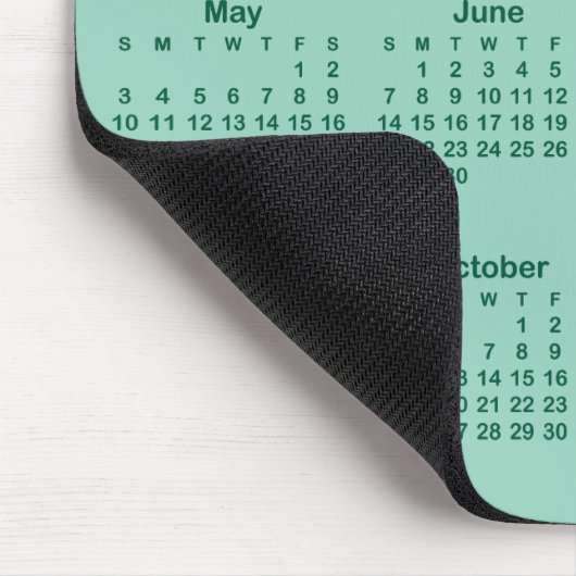 Light Teal and Hunter Green 2026 Calendar Muismat (Hoek)