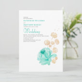 Light Teal & beige Summer Beach Wedding Kaart (Staand voorkant)