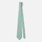 Light Teal Floral Wedding  Neck Tie Stropdas (Voorkant)