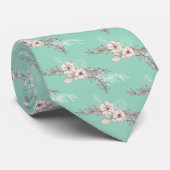 Light Teal Floral Wedding  Neck Tie Stropdas (Opgerold)