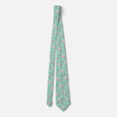 Light Teal Floral Wedding  Neck Tie Stropdas (Achterkant)