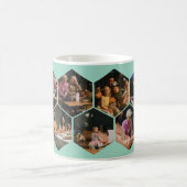 Light Teal Geometric Hexagon Photo Collage  Koffiemok (Center)