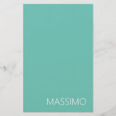 Light Teal Trendy Modern Minimalist Chic Name Briefpapier (Voorkant)