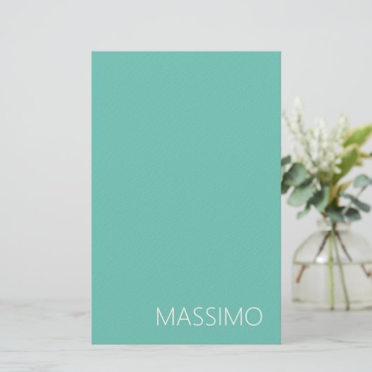Light Teal Trendy Modern Minimalist Chic Name Briefpapier (Staand voorkant)