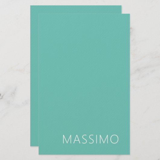 Light Teal Trendy Modern Minimalist Chic Name Briefpapier (Voorkant / Achterkant)