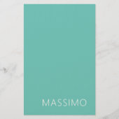 Light Teal Trendy Modern Minimalist Chic Name Briefpapier (Voorkant)