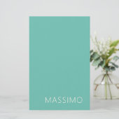 Light Teal Trendy Modern Minimalist Chic Name Briefpapier (Staand voorkant)