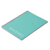 Light Teal Trendy Modern Minimalist Chic Name Notitieboek (Linkerzijde)