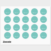 Light Teal Trendy Modern Minimalist Chic Name Ronde Sticker (Vel)