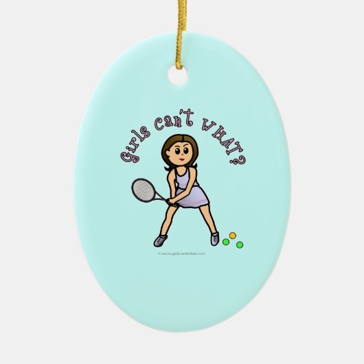 Light Tennis Player Girl Keramisch Ornament (Voorkant)