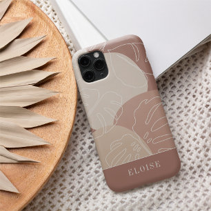 Light Terracotta Boho Tropical Monstera Leaf iPhone 16 Hoesje