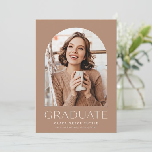 Light Terracotta | Klassieke foto Afstuderen A Aankondiging (Staand voorkant)