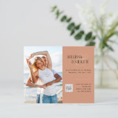 Light Terracotta PHOTO Weddenschap SAVE DATE QR CO (Staand voorkant)