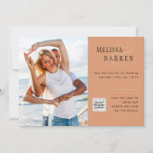 Light Terracotta PHOTO Weddenschap SAVE DATE QR CO Kaart (Voorkant)