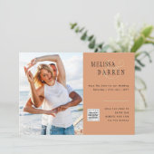 Light Terracotta PHOTO Weddenschap SAVE DATE QR CO Kaart (Staand voorkant)