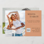 Light Terracotta PHOTO Weddenschap SAVE DATE QR CO Kaart (Voorkant / Achterkant)