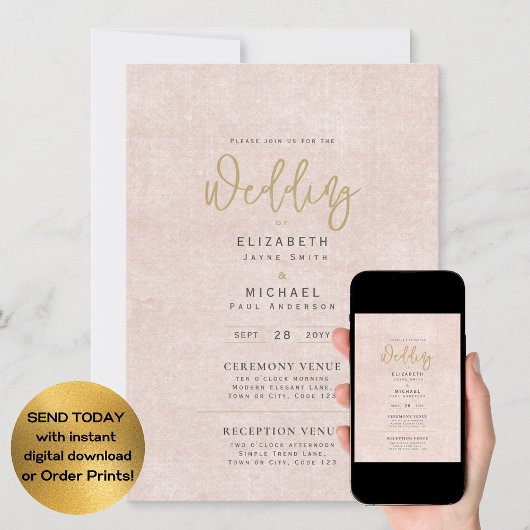 Light Terracotta Wedding Instant Digital Download Kaart
