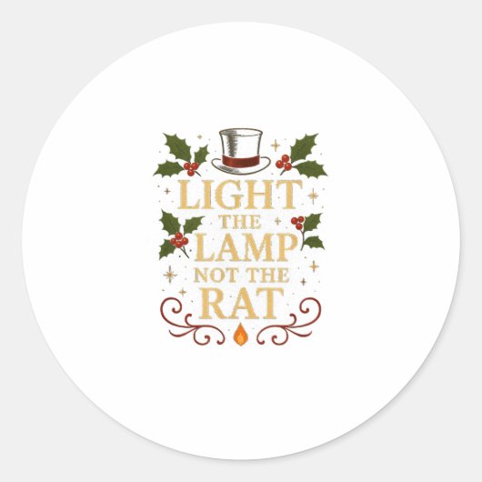 Light The Lamp Not The Rat Funny Christmas Matchin Ronde Sticker (Voorkant)
