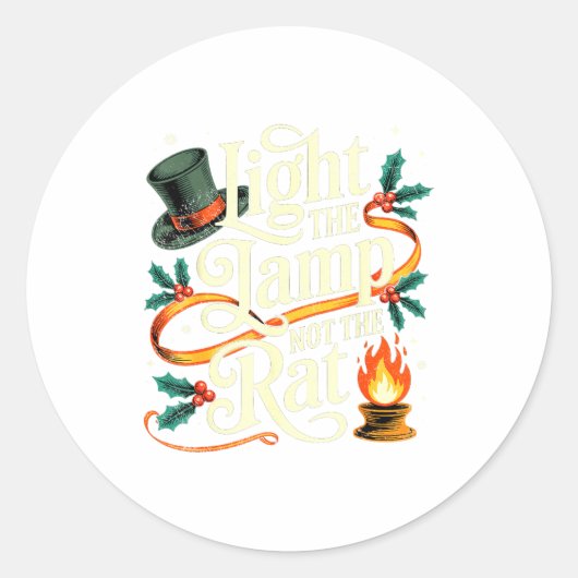 Light The Lamp Not The Rat Funny Christmas Matchin Ronde Sticker (Voorkant)