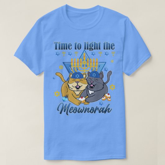 Light The Meownorah Jewish Cat Menorah Lover Ugly  T-shirt (Design voorkant)