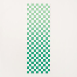Light to Dark Green Ombré Checkered Pattern Yogamat