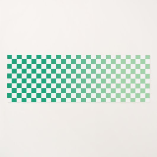 Light to Dark Green Ombré Checkered Pattern Yogamat (Voorkant (horizontaal))