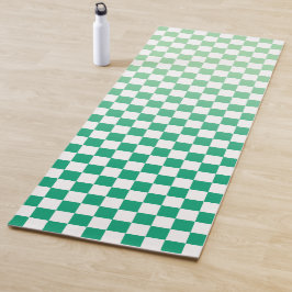 Light to Dark Green Ombré Checkered Pattern Yogamat