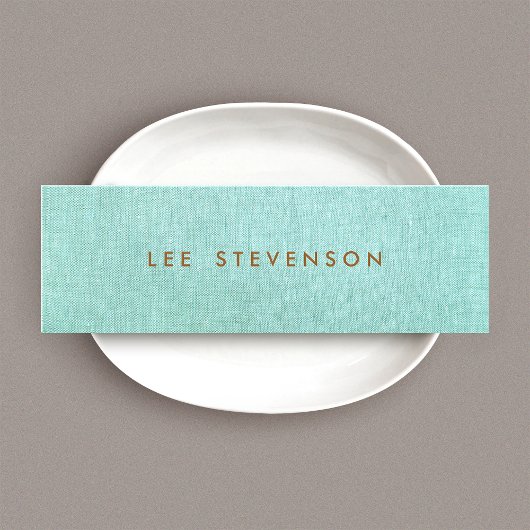 Light Turquoise Blue Linen-look minimalist Mini Visitekaartje
