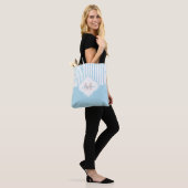 Light Turquoise Colorblock Stripe Monogram Tote Bag (Op model)