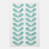 Light Turquoise Flowers Retro Mid Century Modern Theedoek (Verticaal)