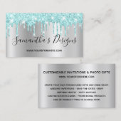 Light Turquoise Glitter Drift Silver Ombre Visitekaartje (Voorkant / Achterkant)