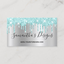 Light Turquoise Glitter Drift Silver Ombre