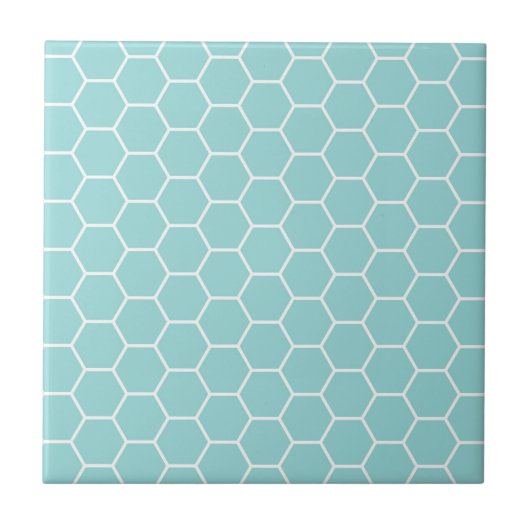 Light Turquoise Hexagon Honeycomb Patroon Tegeltje (Voorkant)