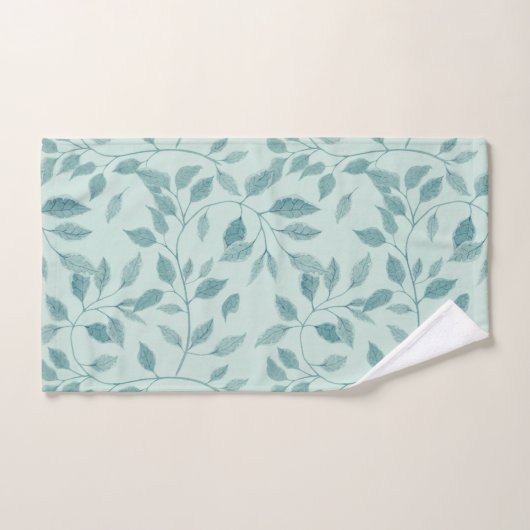 Light Turquoise Leaf Pattern Bad Handdoek (Handdoek)