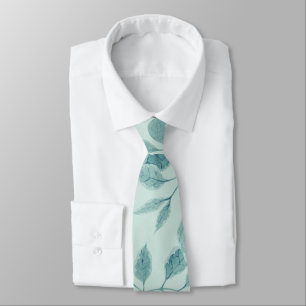 Light Turquoise Leaf Pattern Stropdas