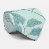 Light Turquoise Leaf Pattern Stropdas (Opgerold)