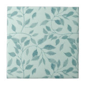 Light Turquoise Leaf Pattern Tegeltje (Voorkant)
